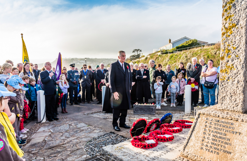 Laying a wreath.