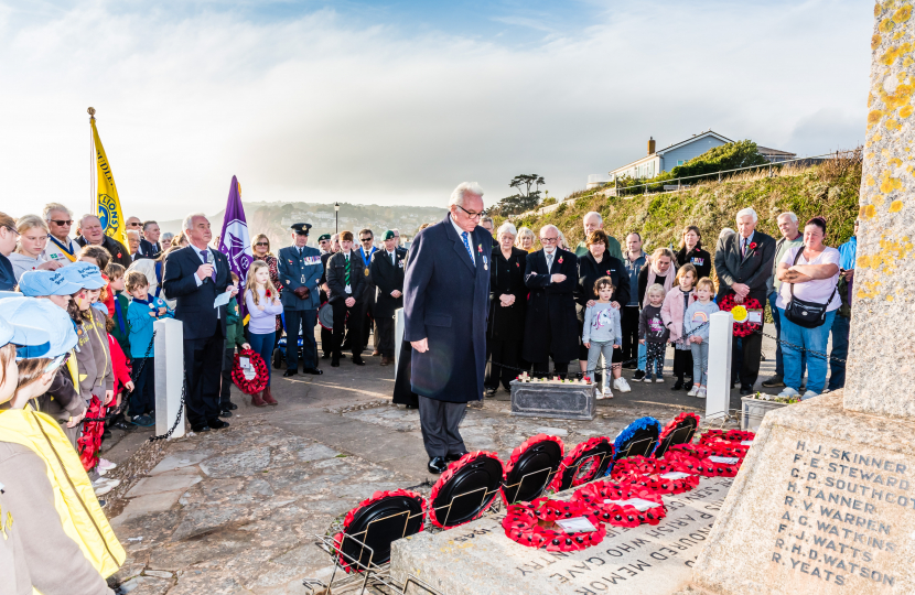 Laying a wreath.