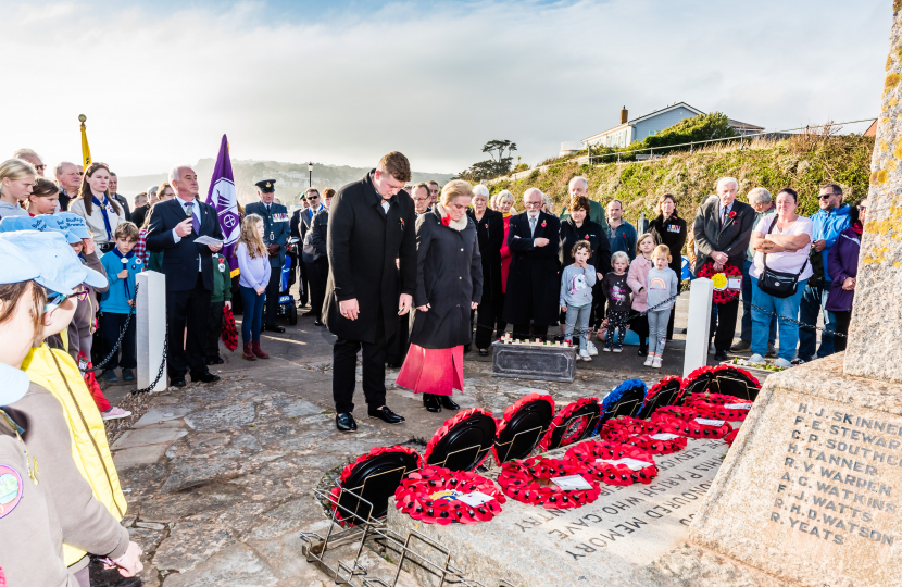 Laying a wreath.